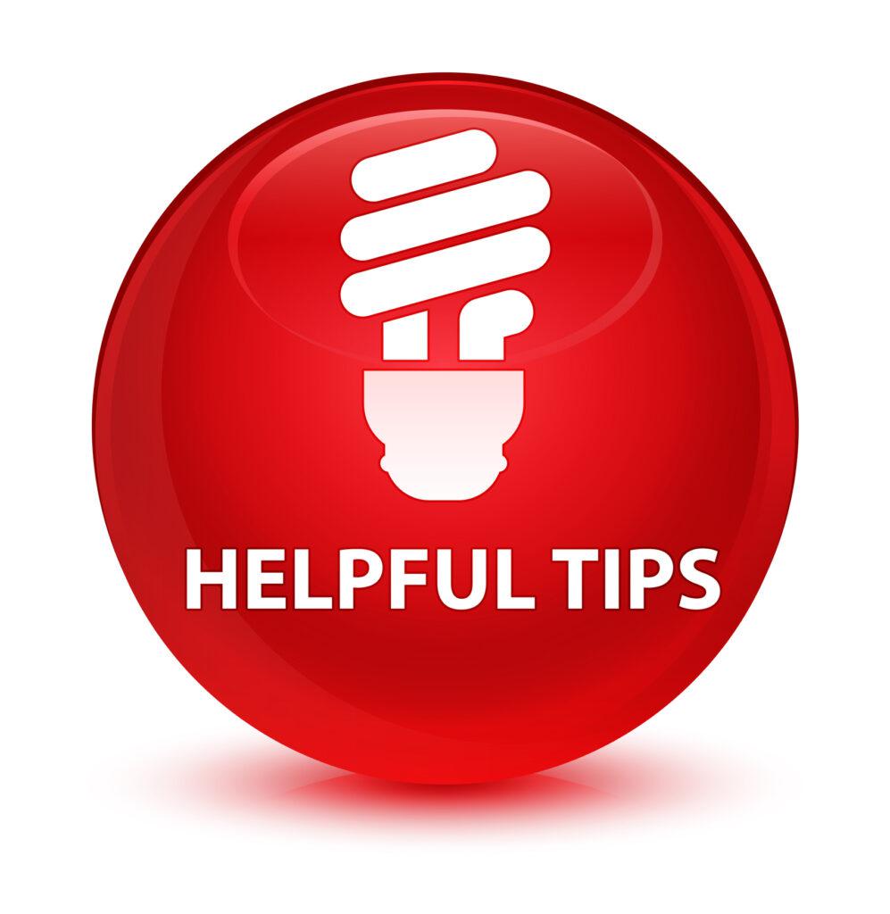 Helpful tips displayed in red bubble with light bulb