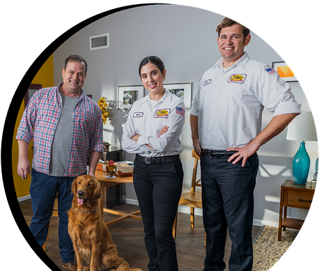 Electritions with Client and his dog