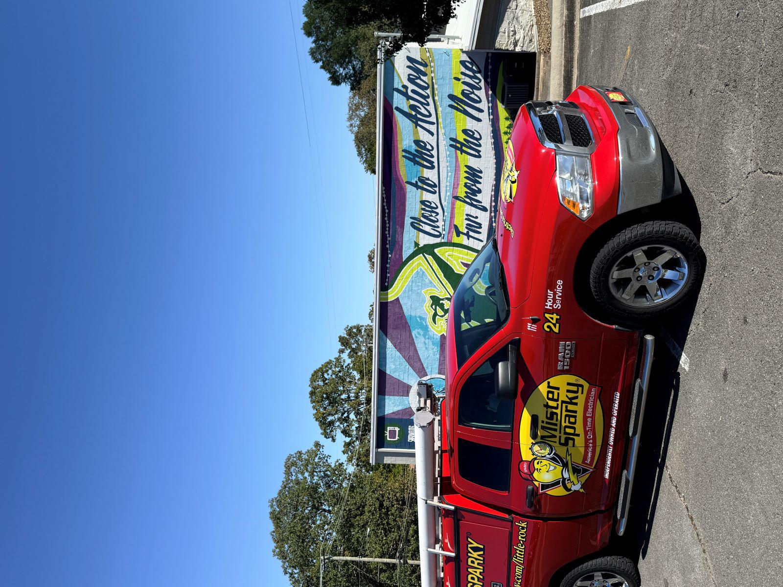 a close up a mister sparky truck